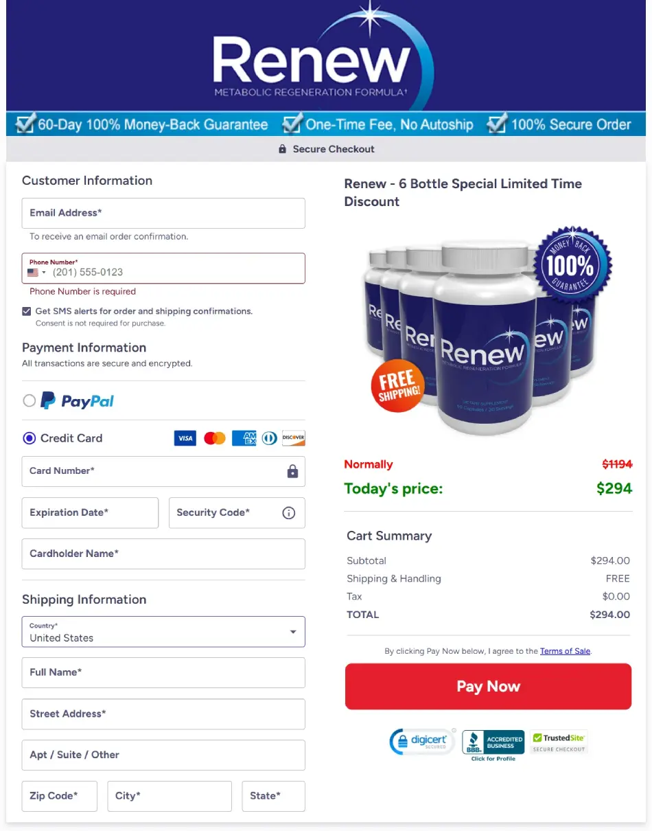 Secure checkout for Renew